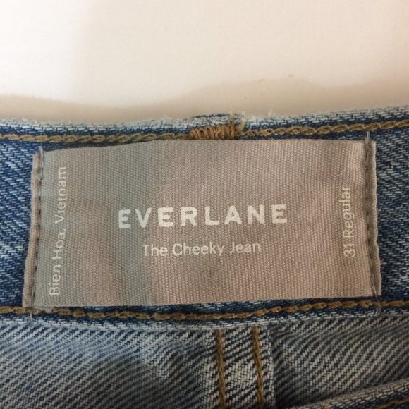 Everlane Womens The Cheeky Jeans Button Fly High Rise Light Wash Straight Sz 31 - Picture 4 of 10